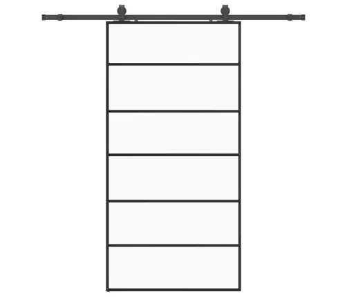 Bīdāmās Durvis Ar Stiprinājumiem, Melns, Stikls, 102X205 Cm Vidaxl