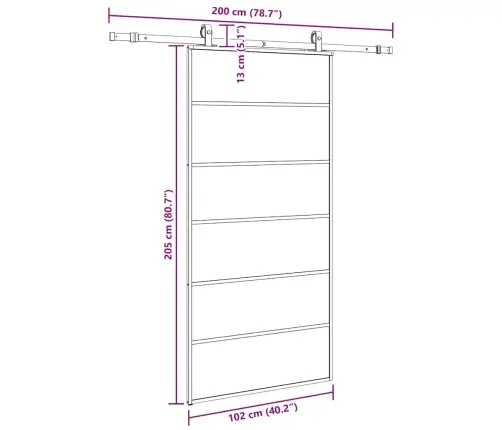 Bīdāmās Durvis Ar Stiprinājumiem, Melns, Stikls, 102X205 Cm Vidaxl