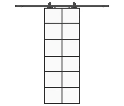 Bīdāmās Durvis Ar Stiprinājumiem, Melns, Stikls, 76X205 Cm Vidaxl