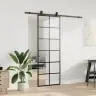Bīdāmās Durvis Ar Stiprinājumiem, Melns, Stikls, 76X205 Cm Vidaxl