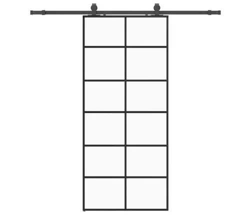 Bīdāmās Durvis Ar Stiprinājumiem, Melns, Stikls, 90X205 Cm Vidaxl