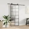 Bīdāmās Durvis Ar Stiprinājumiem, Melns, Stikls, 90X205 Cm Vidaxl