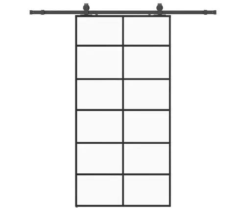 Bīdāmās Durvis Ar Stiprinājumiem, Melns, Stikls, 102X205 Cm Vidaxl