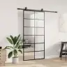 Bīdāmās Durvis Ar Stiprinājumiem, Melns, Stikls, 102X205 Cm Vidaxl