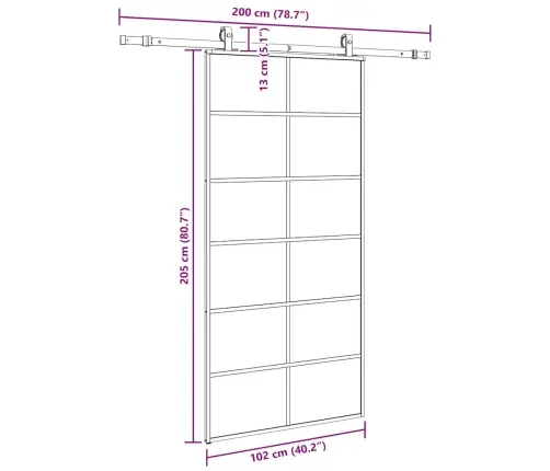 Bīdāmās Durvis Ar Stiprinājumiem, Melns, Stikls, 102X205 Cm Vidaxl