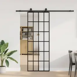 Bīdāmās Durvis Ar Stiprinājumiem, Melns, Stikls, 76X205 Cm Vidaxl Bīdāmās Durvis Ar Stiprinājumiem, Melns, Stikls, 76X205 Cm Vidaxl