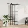 Bīdāmās Durvis Ar Stiprinājumiem, Melns, Stikls, 90X205 Cm Vidaxl