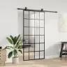 Bīdāmās Durvis Ar Stiprinājumiem, Melns, Stikls, 102X205 Cm Vidaxl