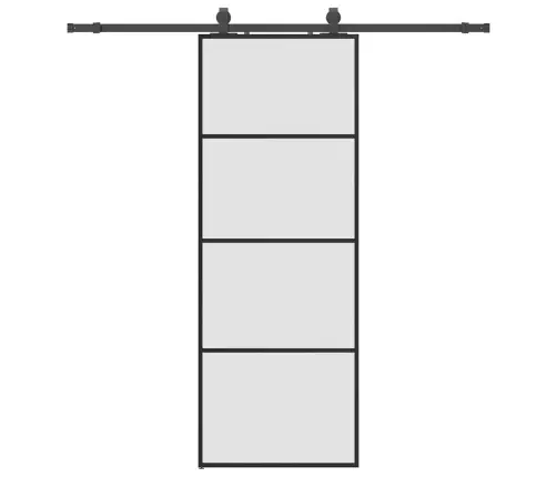 Bīdāmās Durvis Ar Stiprinājumiem, Melns, Stikls, 76X205 Cm Vidaxl