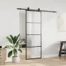 Bīdāmās Durvis Ar Stiprinājumiem, Melns, Stikls, 76X205 Cm Vidaxl