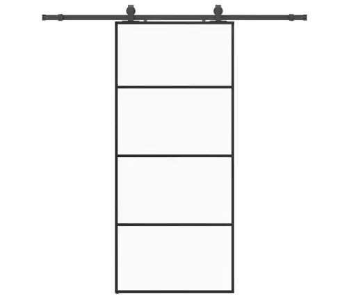 Bīdāmās Durvis Ar Stiprinājumiem, Melns, Stikls, 90X205 Cm Vidaxl