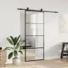 Bīdāmās Durvis Ar Stiprinājumiem, Melns, Stikls, 90X205 Cm Vidaxl