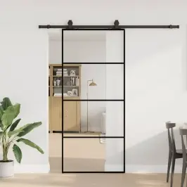 Bīdāmās Durvis Ar Stiprinājumiem, Melns, Stikls, 90X205 Cm Vidaxl Bīdāmās Durvis Ar Stiprinājumiem, Melns, Stikls, 90X205 Cm Vidaxl
