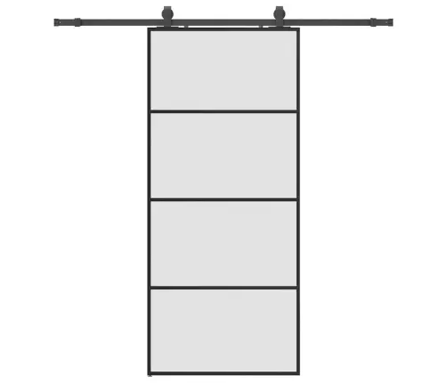 Bīdāmās Durvis Ar Stiprinājumiem, Melns, Stikls, 90X205 Cm Vidaxl