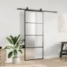 Bīdāmās Durvis Ar Stiprinājumiem, Melns, Stikls, 90X205 Cm Vidaxl