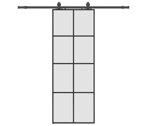 Bīdāmās Durvis Ar Stiprinājumiem, Melns, Stikls, 76X205 Cm Vidaxl