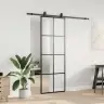 Bīdāmās Durvis Ar Stiprinājumiem, Melns, Stikls, 76X205 Cm Vidaxl
