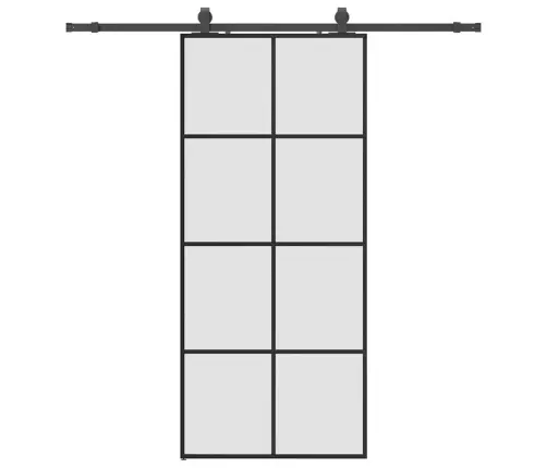 Bīdāmās Durvis Ar Stiprinājumiem, Melns, Stikls, 90X205 Cm Vidaxl