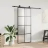 Bīdāmās Durvis Ar Stiprinājumiem, Melns, Stikls, 90X205 Cm Vidaxl