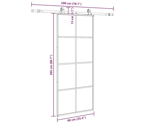 Bīdāmās Durvis Ar Stiprinājumiem, Melns, Stikls, 90X205 Cm Vidaxl