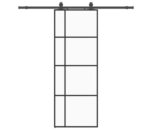 Bīdāmās Durvis Ar Stiprinājumiem, Melns, Stikls, 76X205 Cm Vidaxl