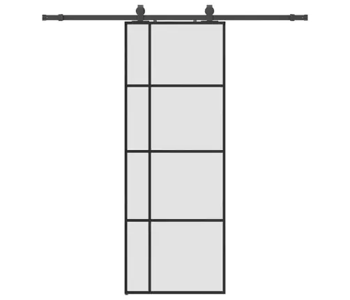 Bīdāmās Durvis Ar Stiprinājumiem, Melns, Stikls, 76X205 Cm Vidaxl