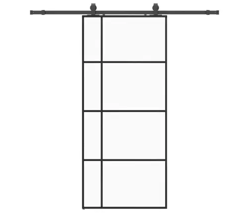 Bīdāmās Durvis Ar Stiprinājumiem, Melns, Stikls, 90X205 Cm Vidaxl