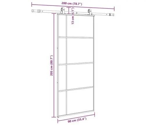Bīdāmās Durvis Ar Stiprinājumiem, Melns, Stikls, 90X205 Cm Vidaxl