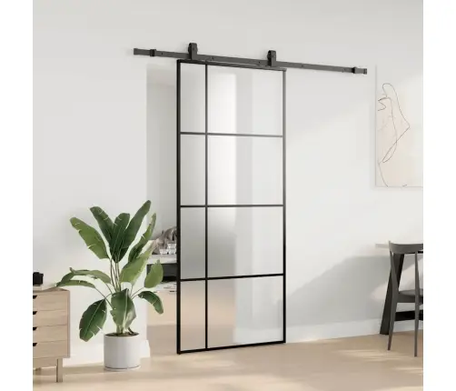 Stumdomos Durys Su Įrangos Rinkiniu, Juodas, 90X205 cm Esg Ir Stumdomos Durys Su Įrangos Rinkiniu, Juodas, 90X205 cm Esg Ir