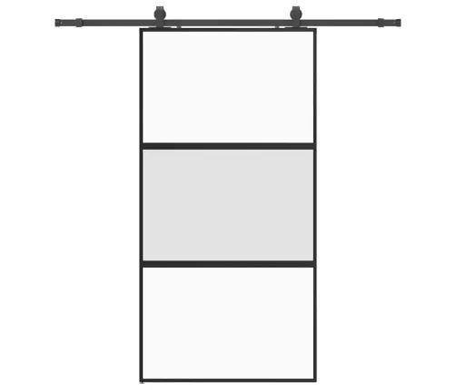 Bīdāmās Durvis Ar Aparatūras Komplektu, Melns, Rūdīts Stikls Vidaxl