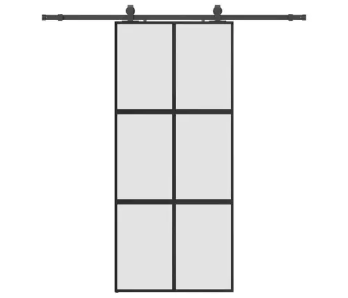 Bīdāmās Durvis Ar Aparatūras Komplektu, Melns, Rūdīts Stikls Vidaxl