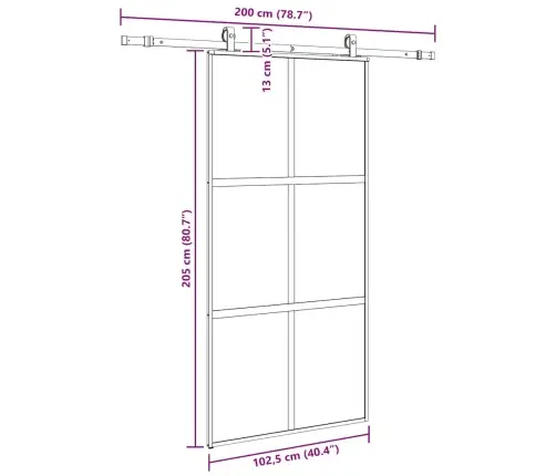Bīdāmās Durvis Ar Aparatūras Komplektu, Melns, Rūdīts Stikls Vidaxl