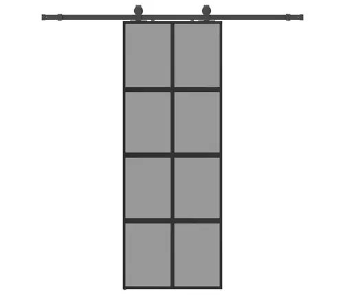 Bīdāmās Durvis Ar Aparatūras Komplektu, Melns, Rūdīts Stikls Vidaxl