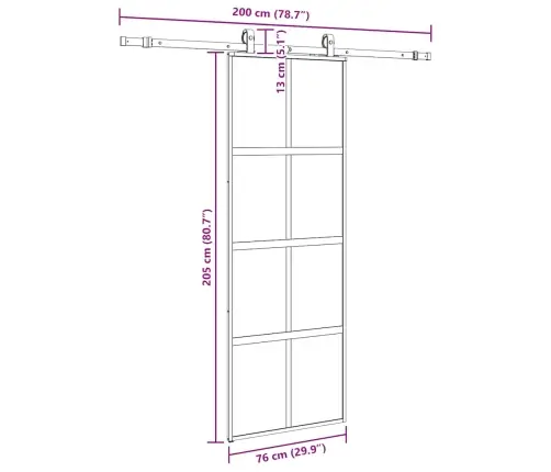 Bīdāmās Durvis Ar Aparatūras Komplektu, Melns, Rūdīts Stikls Vidaxl