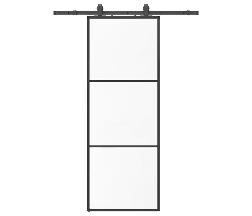 Bīdāmās Durvis Ar Stiprinājumiem, Melns, Stikls, 76X205 Cm Vidaxl