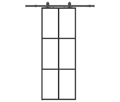 Bīdāmās Durvis Ar Stiprinājumiem, Melns, Stikls, 76X205 Cm Vidaxl