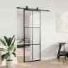 Bīdāmās Durvis Ar Stiprinājumiem, Melns, Stikls, 76X205 Cm Vidaxl