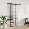 Bīdāmās Durvis Ar Stiprinājumiem, Melns, Stikls, 76X205 Cm Vidaxl