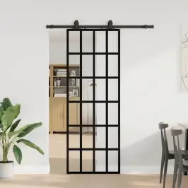 Bīdāmās Durvis Ar Stiprinājumiem, Melns, Stikls, 76X205 Cm Vidaxl Bīdāmās Durvis Ar Stiprinājumiem, Melns, Stikls, 76X205 Cm Vidaxl