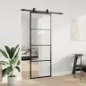 Bīdāmās Durvis Ar Stiprinājumiem, Melns, Stikls, 76X205 Cm Vidaxl