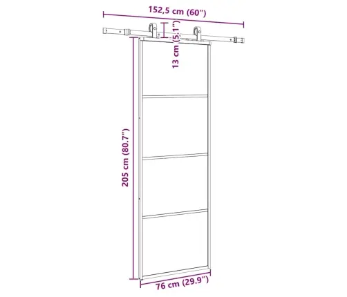 Bīdāmās Durvis Ar Stiprinājumiem, Melns, Stikls, 76X205 Cm Vidaxl