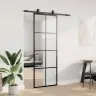 Bīdāmās Durvis Ar Stiprinājumiem, Melns, Stikls, 76X205 Cm Vidaxl