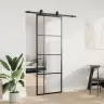 Bīdāmās Durvis Ar Stiprinājumiem, Melns, Stikls, 76X205 Cm Vidaxl