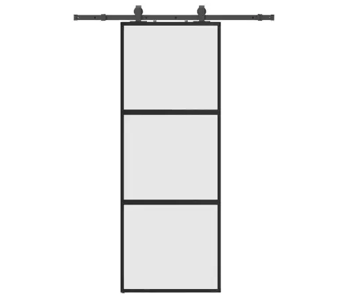 Bīdāmās Durvis Ar Aparatūras Komplektu, Melns, Rūdīts Stikls Vidaxl