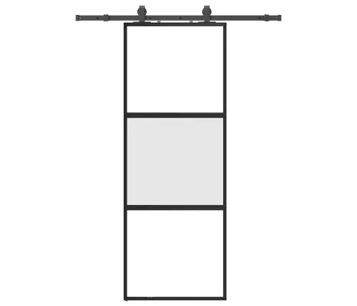 Stumdomos Durys Su Įrangos Rinkiniu, Juodas, 76X205 Cm