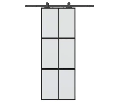 Stumdomos Durys Su Įrangos Rinkiniu, Juodas, 76X205 Cm