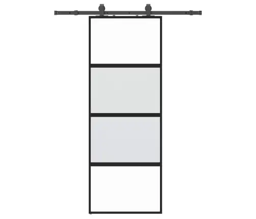 Bīdāmās Durvis Ar Aparatūras Komplektu, Melns, Rūdīts Stikls Vidaxl