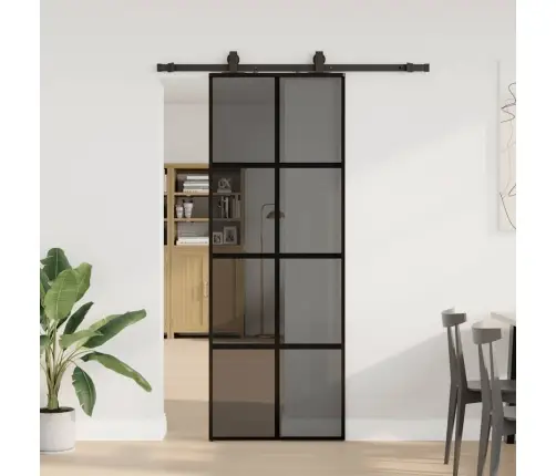 Stumdomos Durys Su Įrangos Rinkiniu, Juodas, 76X205 Cm