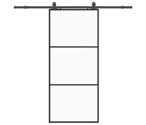 Bīdāmās Durvis Ar Stiprinājumiem, Melns, Stikls, 90X205 Cm Vidaxl