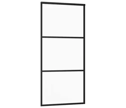 Bīdāmās Durvis Ar Stiprinājumiem, Melns, Stikls, 90X205 Cm Vidaxl